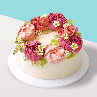 Pink Peony Flower Cake