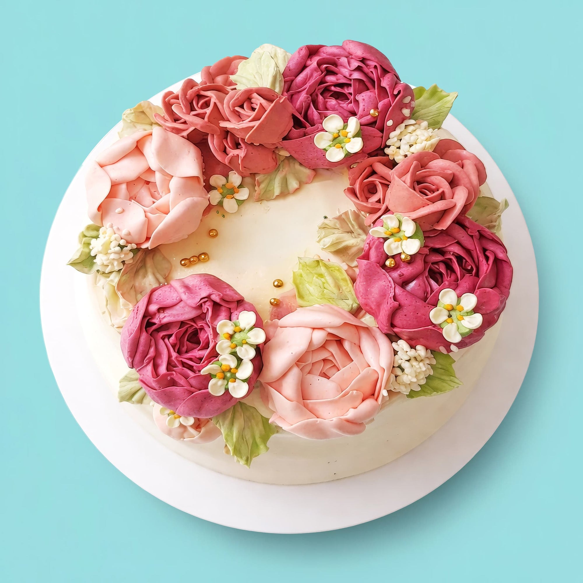 Pink Peony Flower Cake