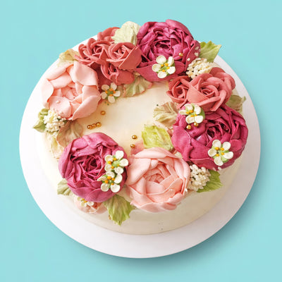 Pink Peony Flower Cake