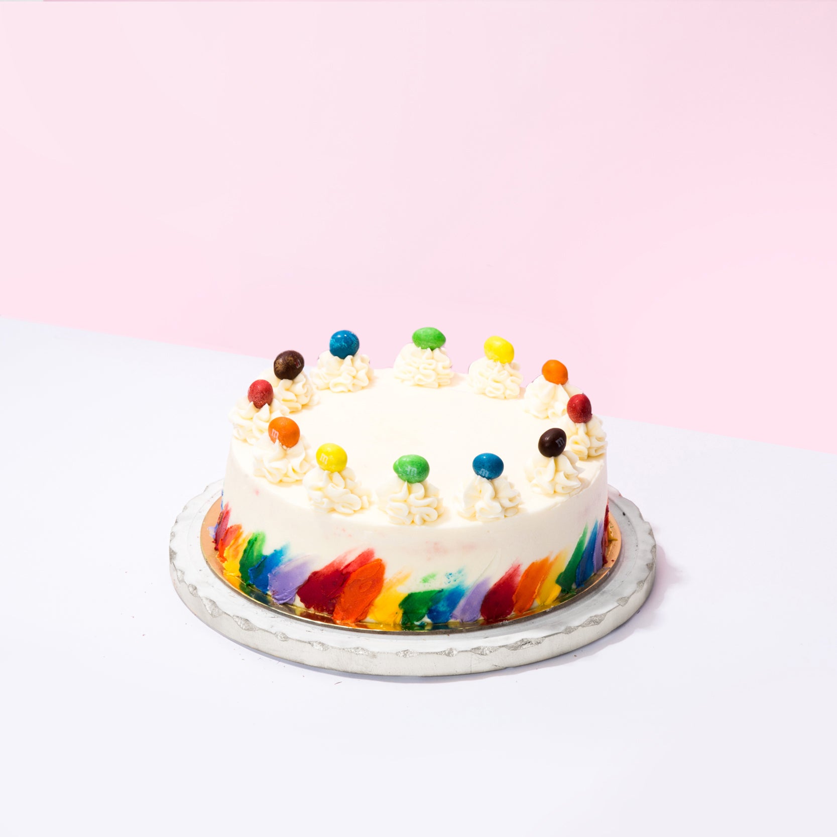 Rainbow M&M's Cake